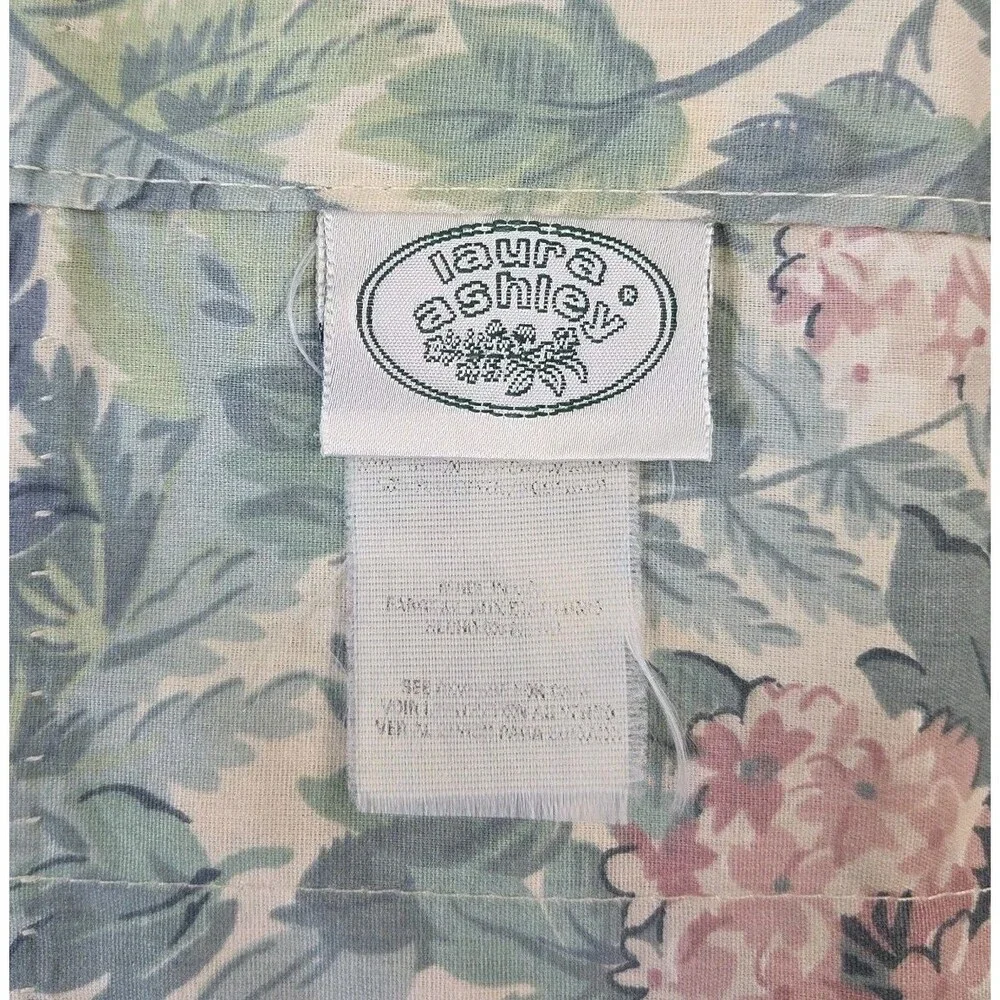 Laura Ashley Ashbourne Rod Pocket Valance 18x84 Green Floral Pink Hydrangeas